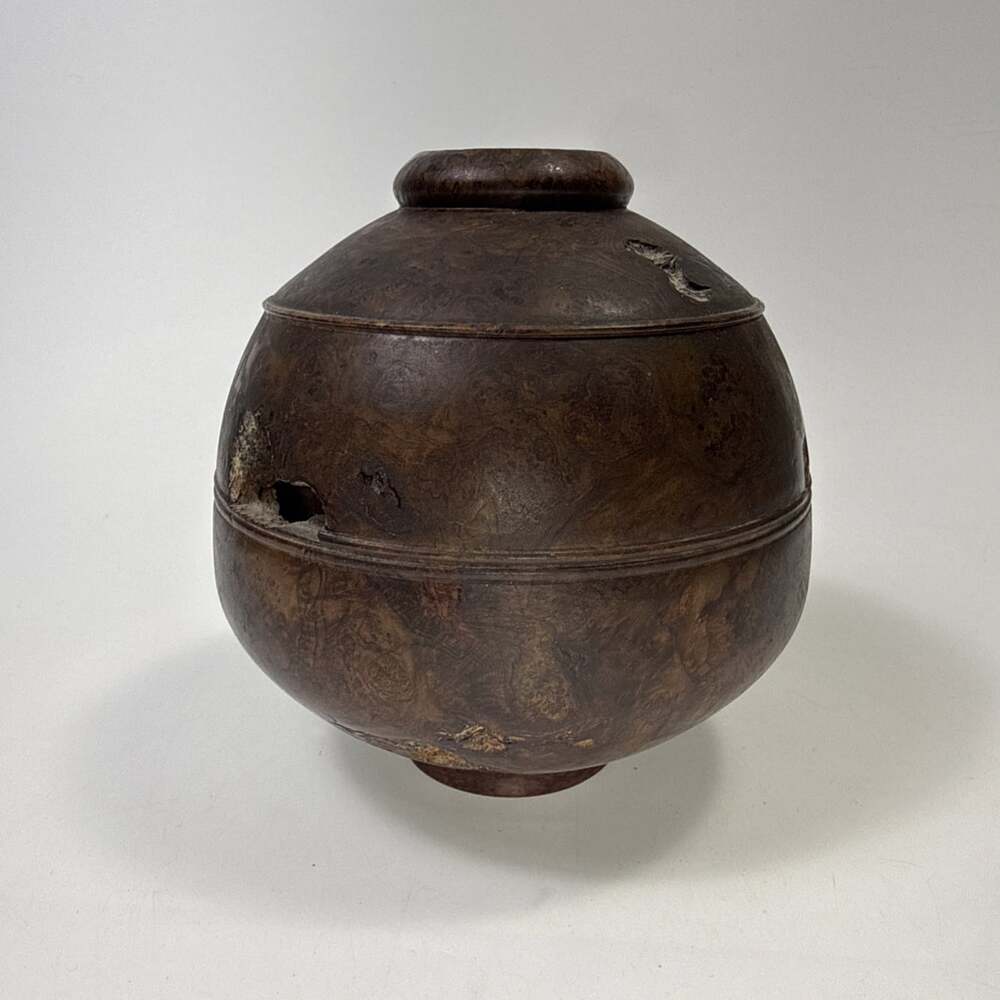 Vtg Hand Turned Wood Burl Vessel Vase Raw Edge Artisan Signed Red Cedar C3 - Picture 5 of 14